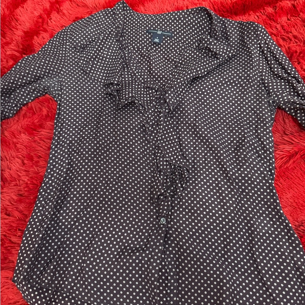 GAP Brown and White Polka Dot Blouse